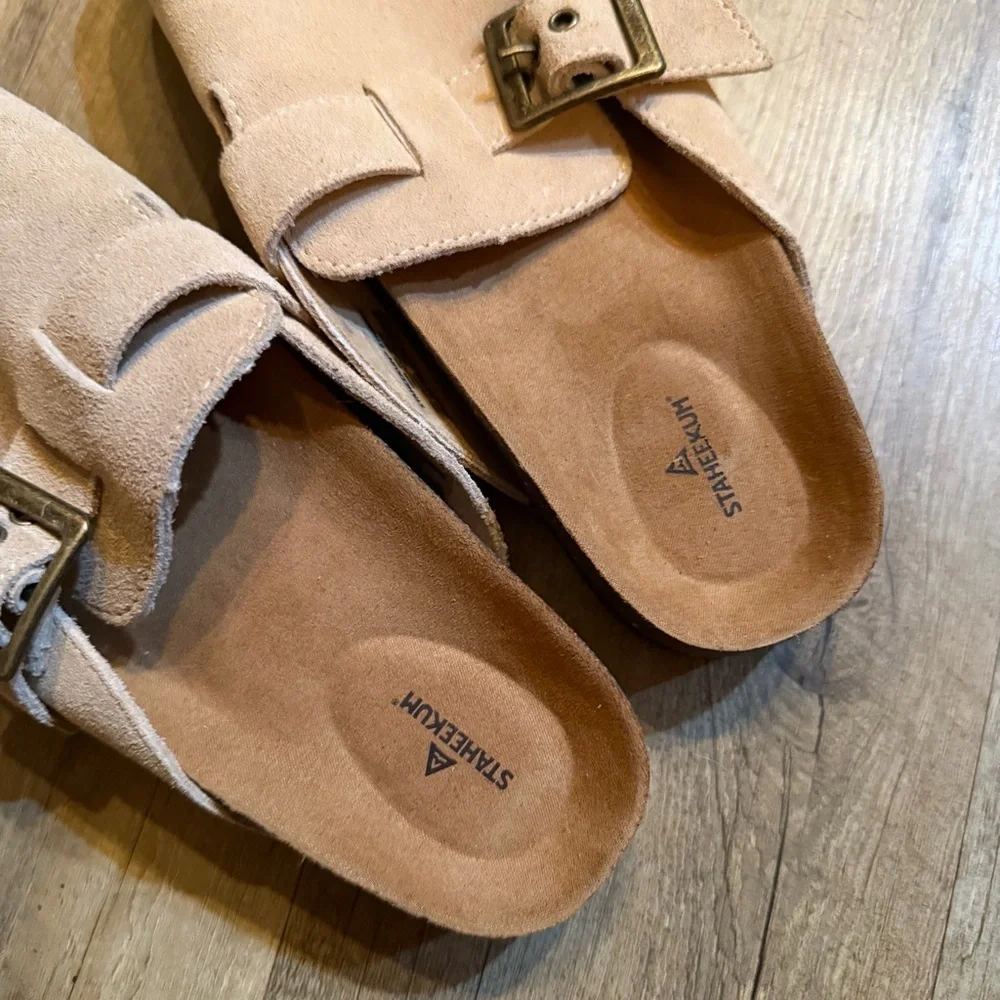 New Staheekum Crescent Slip On Buckle Clogs | Tan - Picture 8 of 9